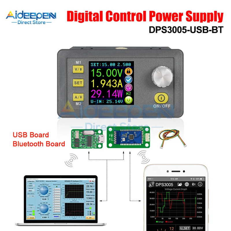 

DPS3005 30V 32V 5A Communication Function Constant Voltage Current Step-down Power Supply Module Voltage Converter LCD Voltmeter