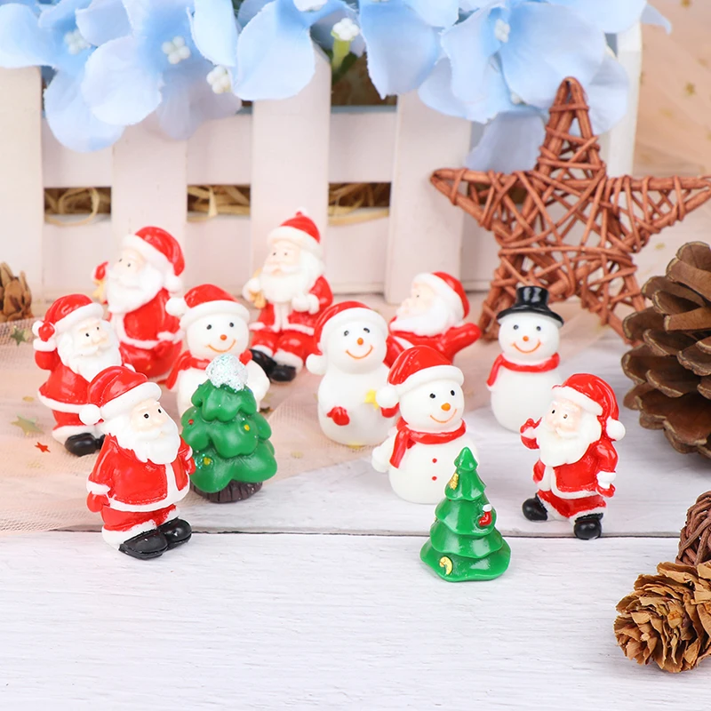 Mini Resin Christmas Decoration Santa Claus Snowman  Tree Micro Landscape Model DIY Miniature Garden Figurines Home Decoration