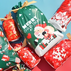 5/10pcs  New Year 2022 Candy Bag Santa Gift Bag Snowflake Crisp Drawstring Bag Merry Christmas Decorations for Home Noel Present