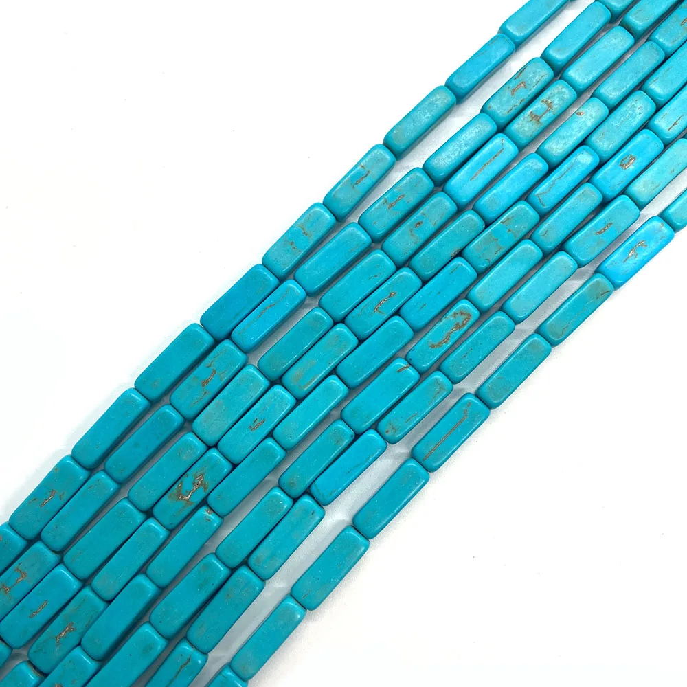 Natural Stone Rectangular Turquoise Loose Beads 4x13mm Cube Turquoise Tube Beads Charm Jewelry DIY Necklace Bracelet Accessories