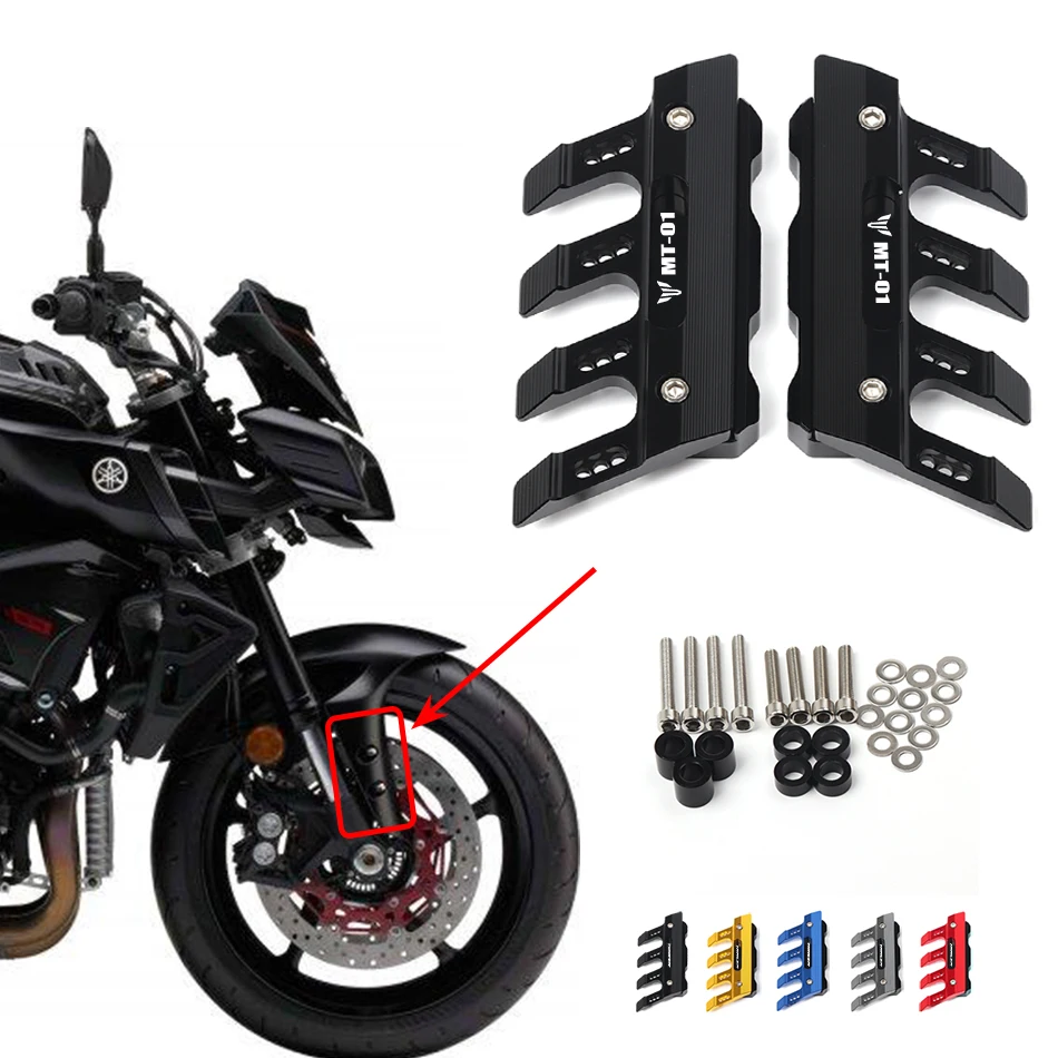 

With Logo For Yanmaha MT01 MT-01 Motorcycle Mudguard Front Fork Protector Guard Block Front Fender Anti-fall Slider Accessories