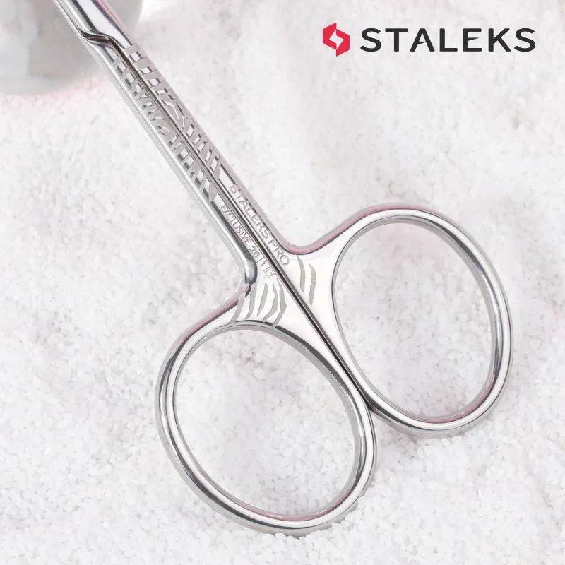 STALEKS Stainless Steel Dead Skin Scissors Russian Style Bending Eyebrow Scissors Zebra Pattern Exfoliating Nail Tools SX-20/1z