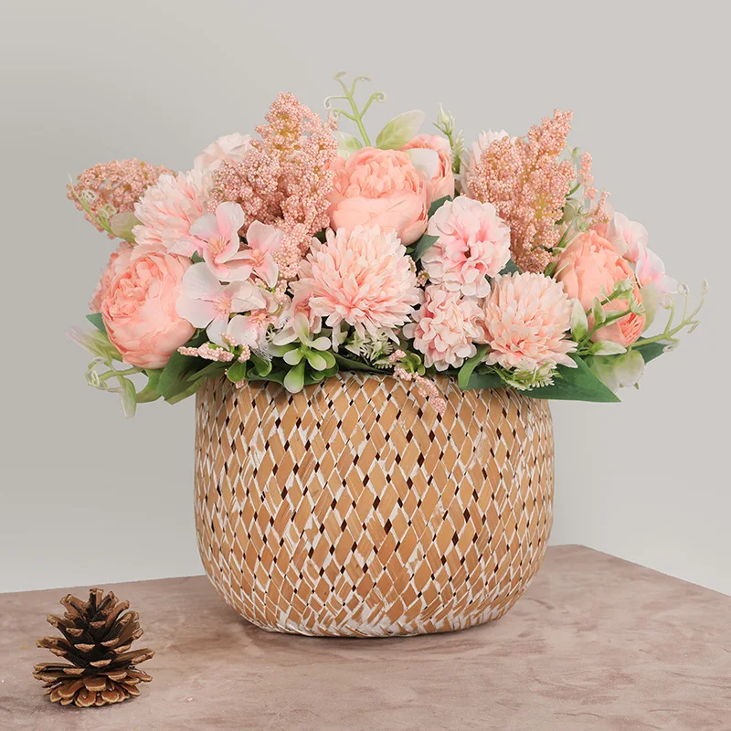 

Artificial flower door lintel garland metal wire wedding decoration fake home decoration 7 bouquets of artificial feili roses