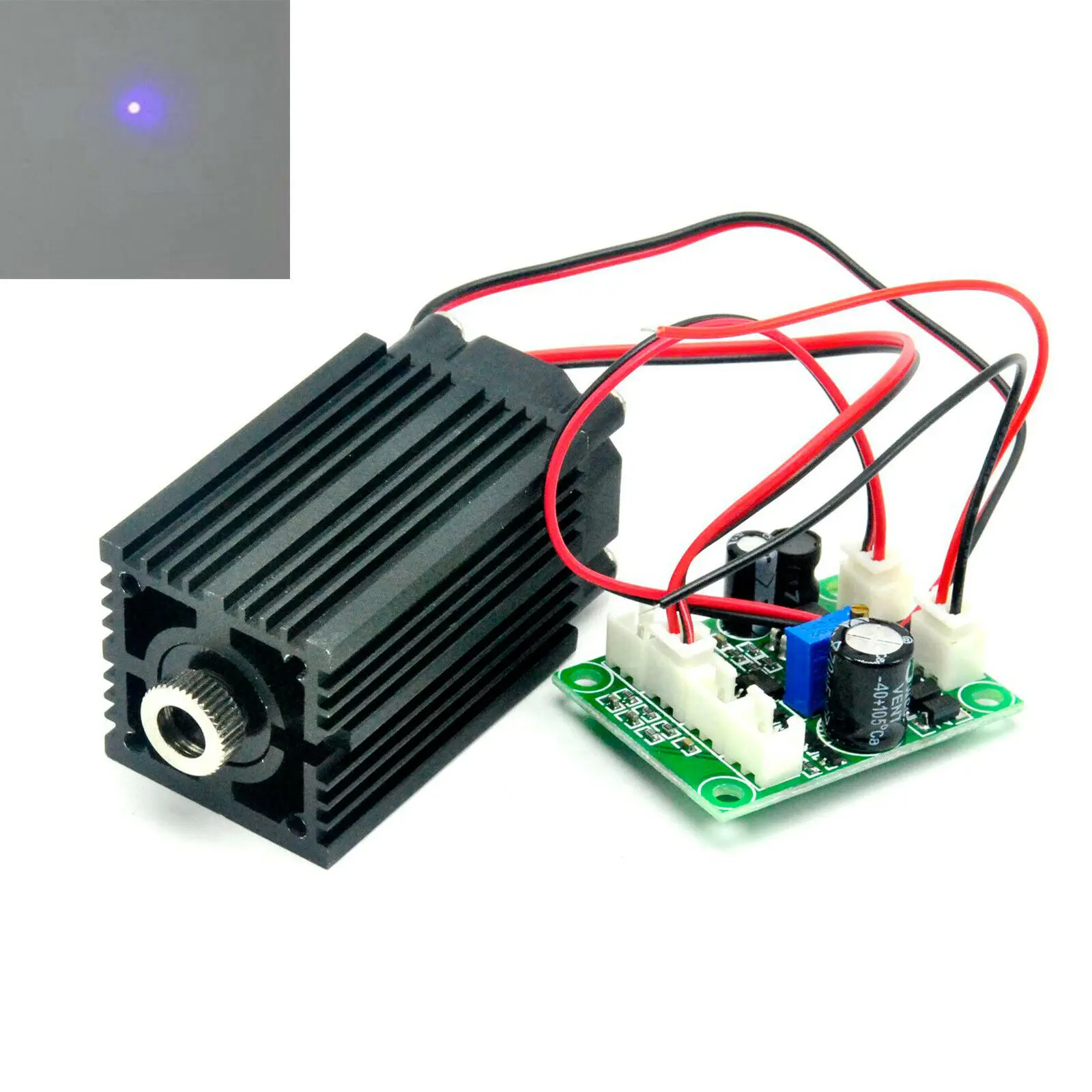 Focusable Dot 405nm 200mW 12V Violet/Blue Laser Diode Module w/TTL & Driver Fan