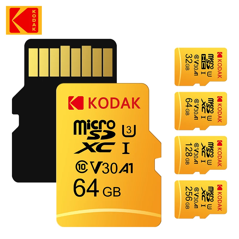 Kodak Micro SD Card 128GB Class 10 Memory Card 64GB Flash Drive Card 256GB 32GB V30 U3 cartao de memoria For Phone PC