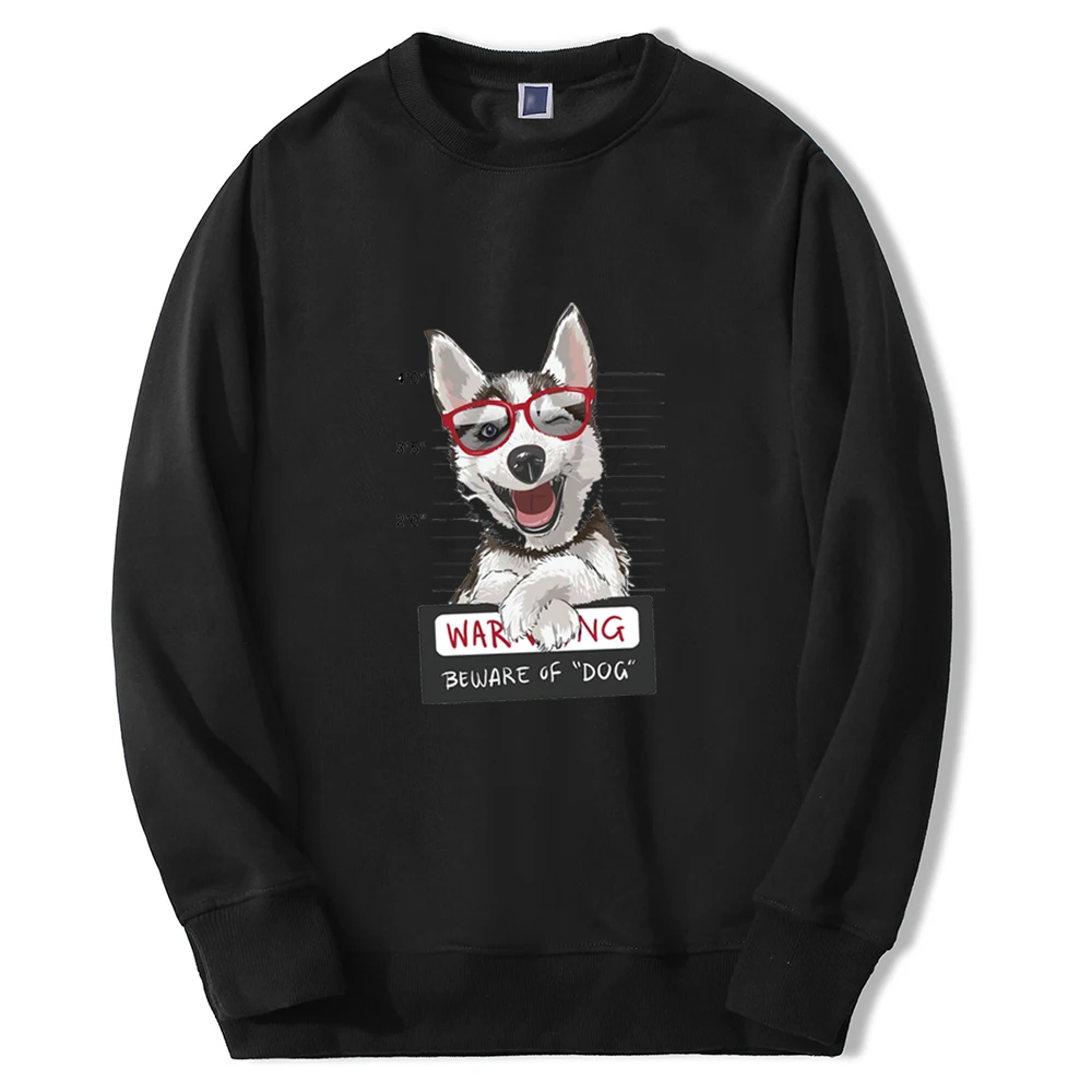 cute dog kawaii dog animals cool Husky Printed Men's Hoodie Streetwear Fashion Casual Sweatshirt Fleece Winter Warm Hoodies