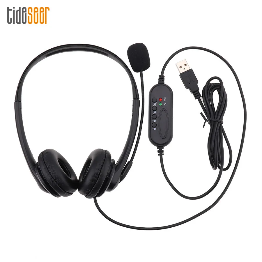 

USB Headset with Microphone For PC 3.5mm Headsets With Mic Mute Noise Cancelling for Call Center Office School Headphones 50pcs