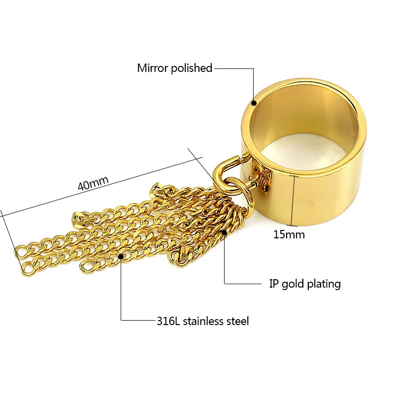 Retro Punk Exaggerated 316L Stainless Steel 10MM Wide Ring Chain Tassel Ring for Women Girls Present Laser Name/Word Jewelry