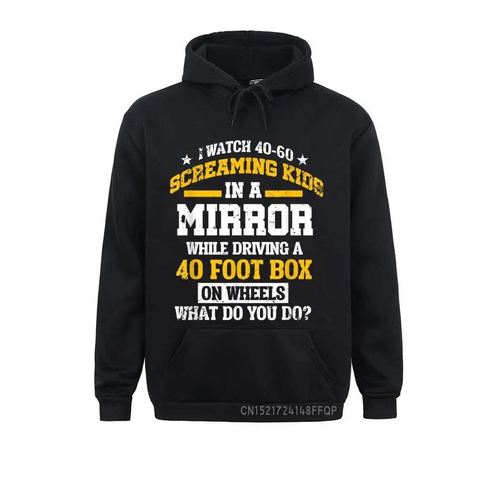 

School Bus Driver Screaming Kids Mirror Gift Pullover Street Hoodies Winter Long Sleeve Sweatshirts For Men Camisa Clothes