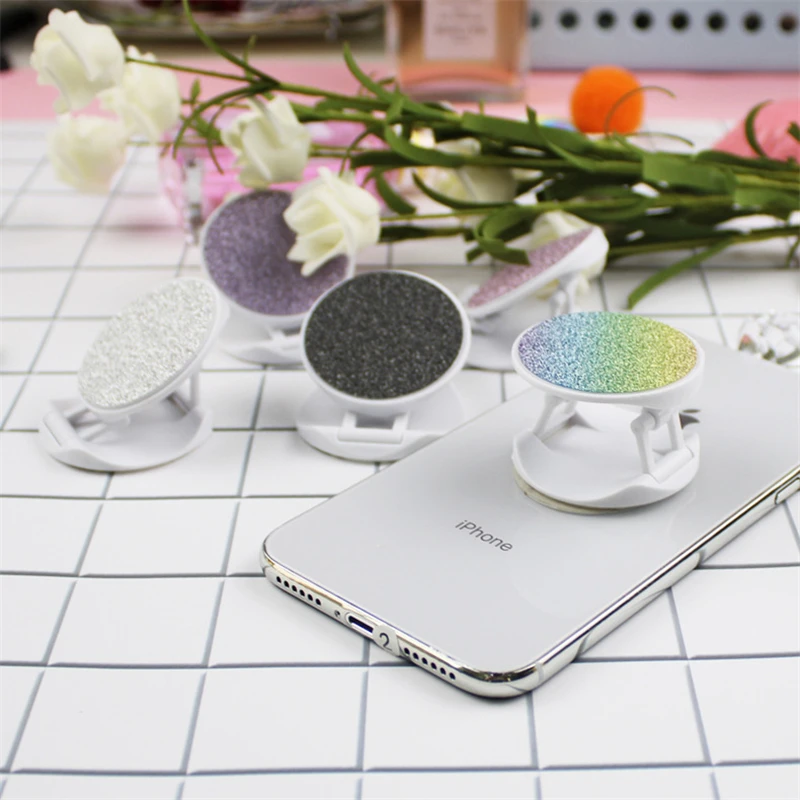 글리터 라운드 휴대폰 스탠드, 접이식 스트레치 브래킷, 전화 홀더 지지대, 1 개