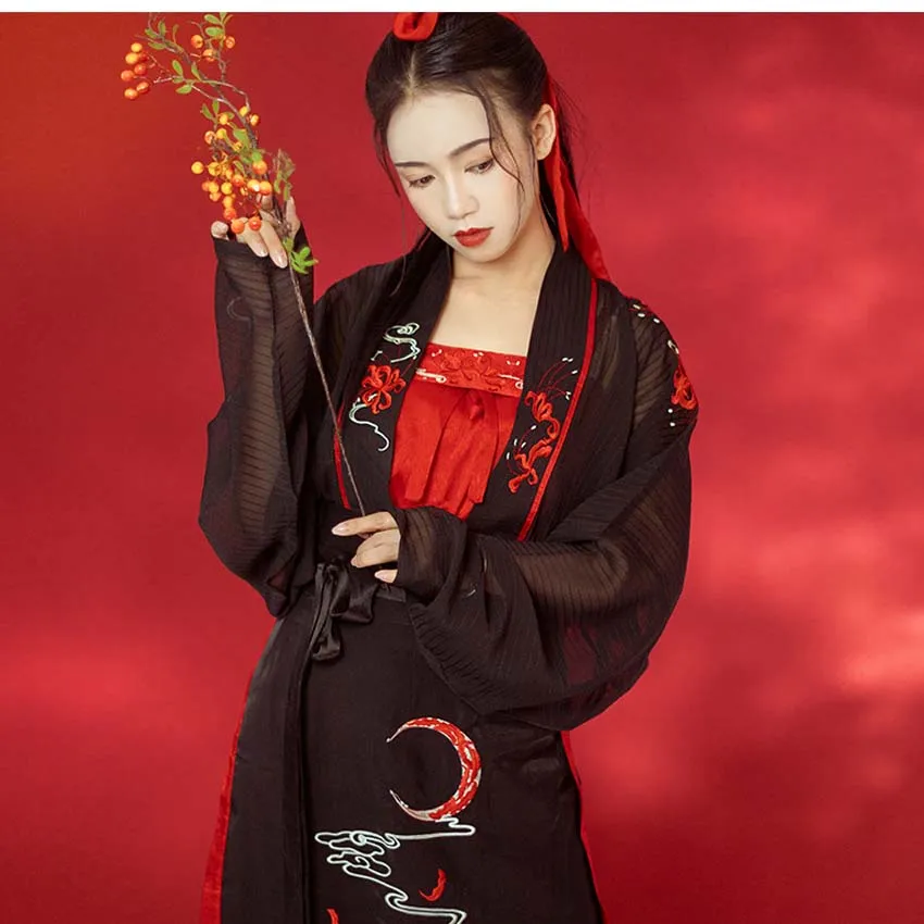 Vestidos de desempenho de dança para meninas chinesas tradicionais hanfu vestido define retro bordado trajes chineses antigos