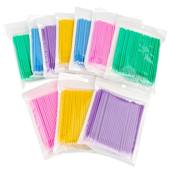 100PCS Tampone di cotone Spazzole per ciglia Ciglia individuali Microbrush Lash Rimozione Accessori per l'estensione delle ciglia Strumenti