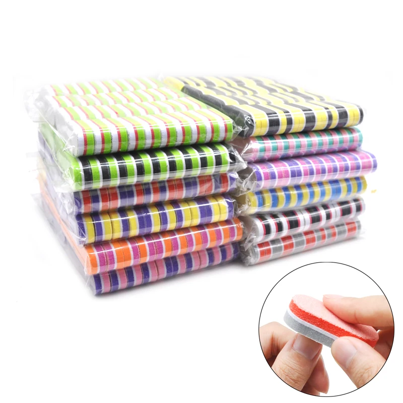 500 X Mini Sponge Nail File Buffer 100/180 Grit Sanding Thick Nail Files UV Gel Manicure Tools Emery Board Nail Care DIY Beauty