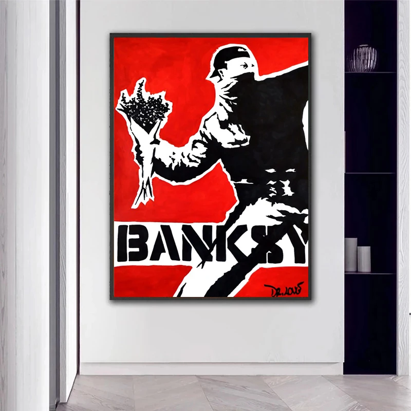 Modern Whimsical Girl Canvas Painting Graffiti Art Poster and Print Wall Art Picture for Living Room