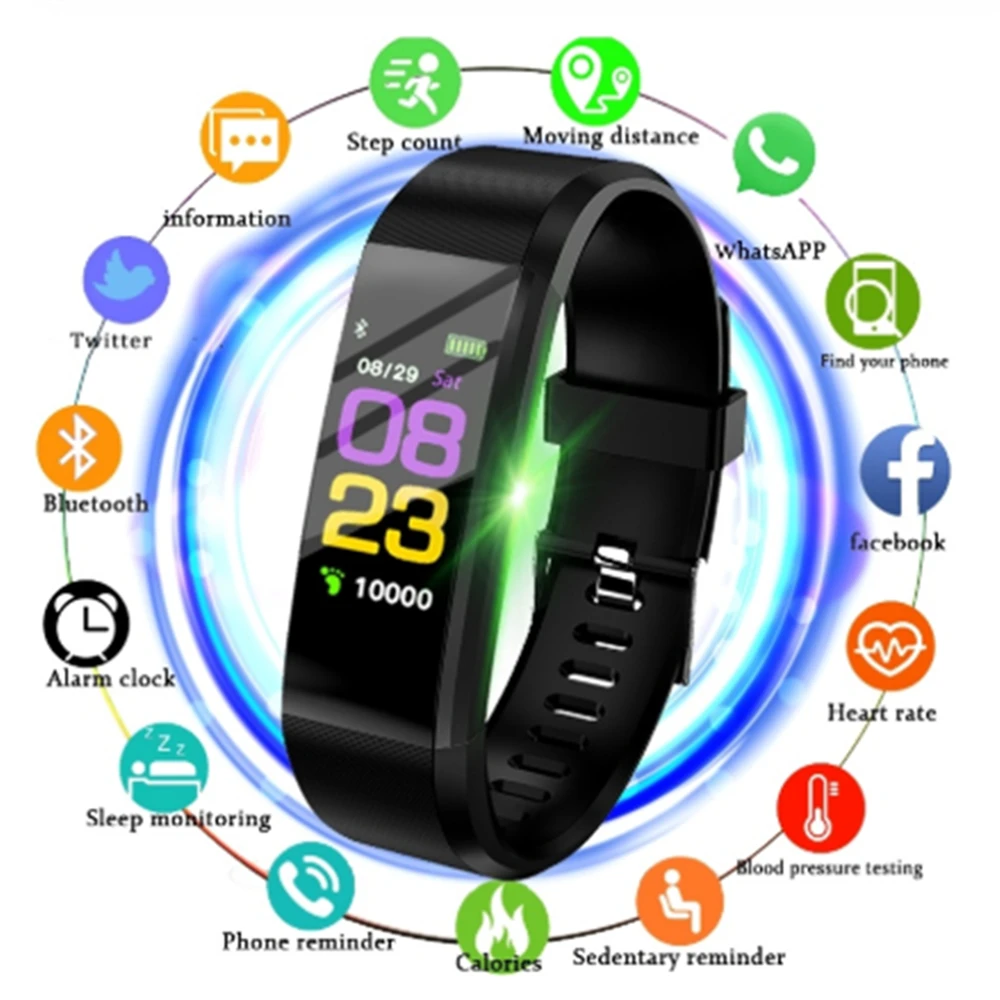 Id115 Plus Smart Bracelet Sleep Heart Rate Blood Pressure Monitor Watch Call Reminder Walk Fitness Tracker Wristband