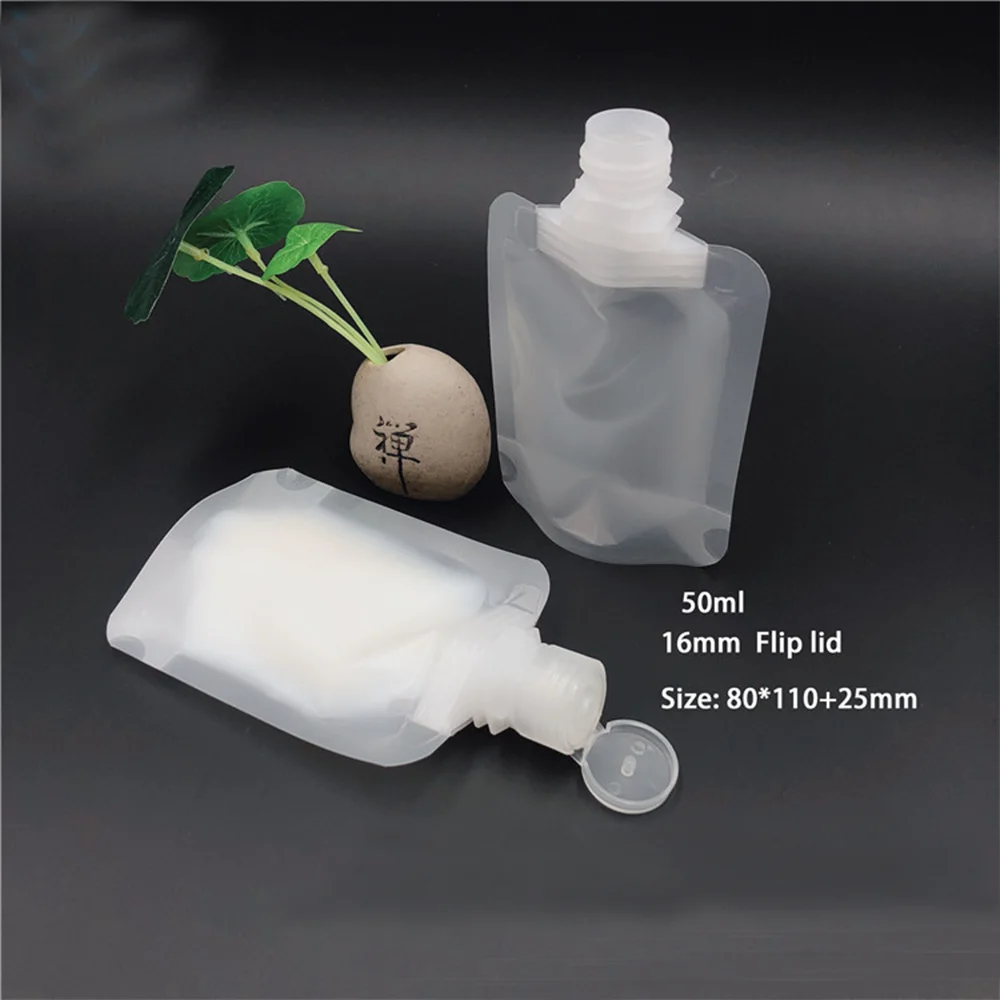 Portable disposable toiletries travel lotion dispenser bag cosmetics flip-top sipper bag