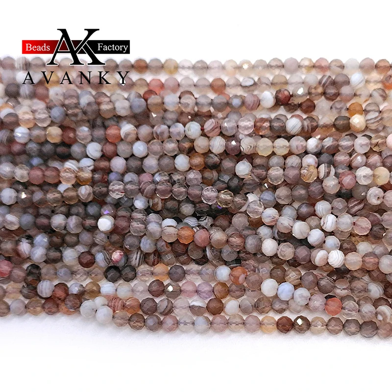 Wholesale Natural Stone Botswana Sardonyx Agates Faceted Loose Beads 2 3 4MM for Braceet Necklace Making 15\