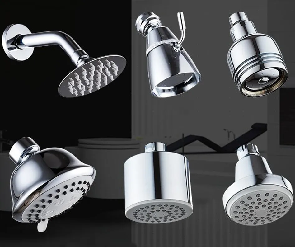 High Pressure ABS Chrome Finish Brass Shower Head Wall Mounted Showerheads water save Showering Swivel Joint Adjustable Faucet