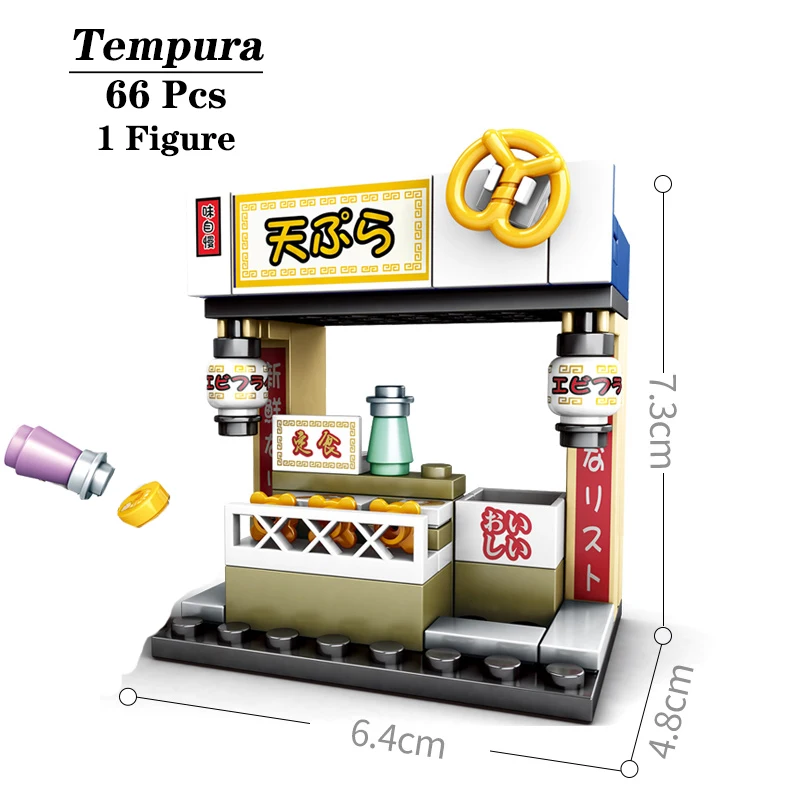 New Sakura Street View Series Bricks Assemble Toys Japanese Snacks Street Scene 8 in 1 Model Set With Figures Kit Christmas Gift