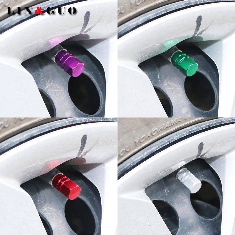 2pcs/lot universal aluminum hexgon style auto car tyre valve caps motorcycle bicycle wheel tire valve cap