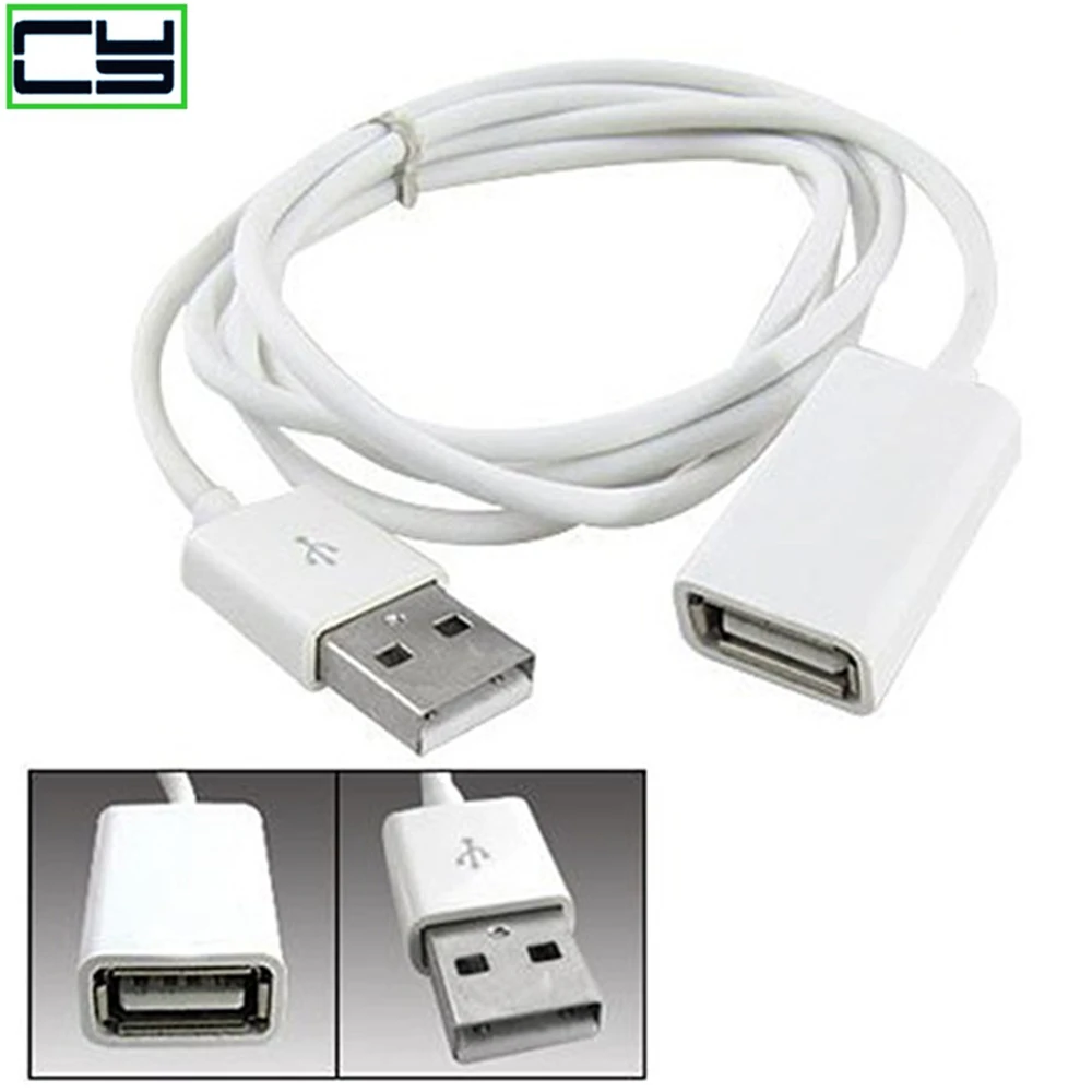 New Arrival White PVC Metal USB 2.0 Male to Female Extension Adapter Cable Cord 1m 3Ft 6TY