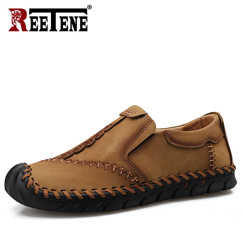 REETENE Large Size 48 Men Loafers Spring Autumn Leather Loafers Men Comfort Soft Loafers For Men Quality Men'S Driving Shoes