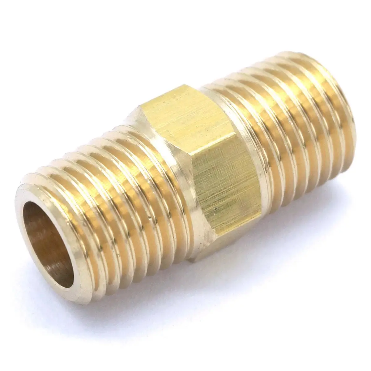 

1/4" NPT x 1/4" NPT Male Hex Nipple Brass Pipe Fitting Connector Adapter Water Gas Oil Fuel