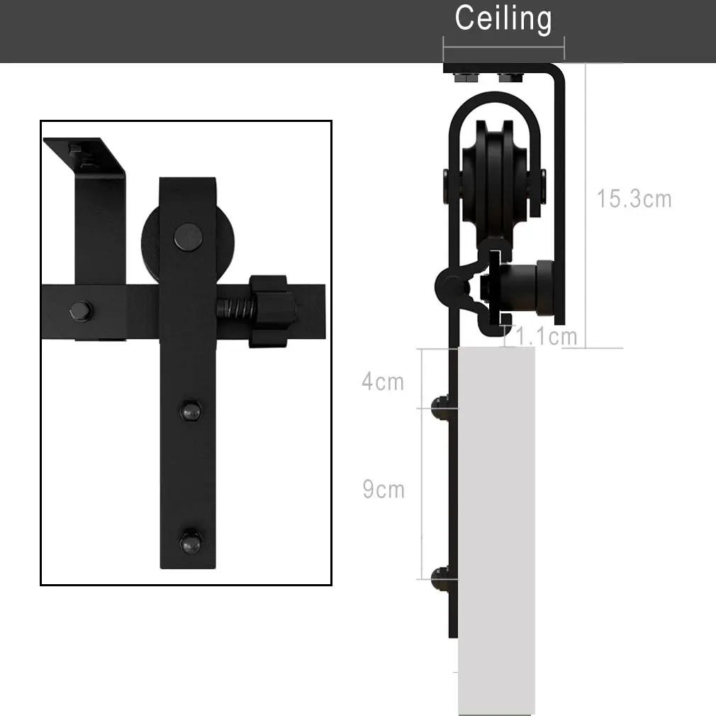 Imagem -04 - Wolfbird-teto Deslizante Porta de Celeiro Kits de Hardware Suporte Anti-ferrugem Trilha para Porta Única 4ft13ft