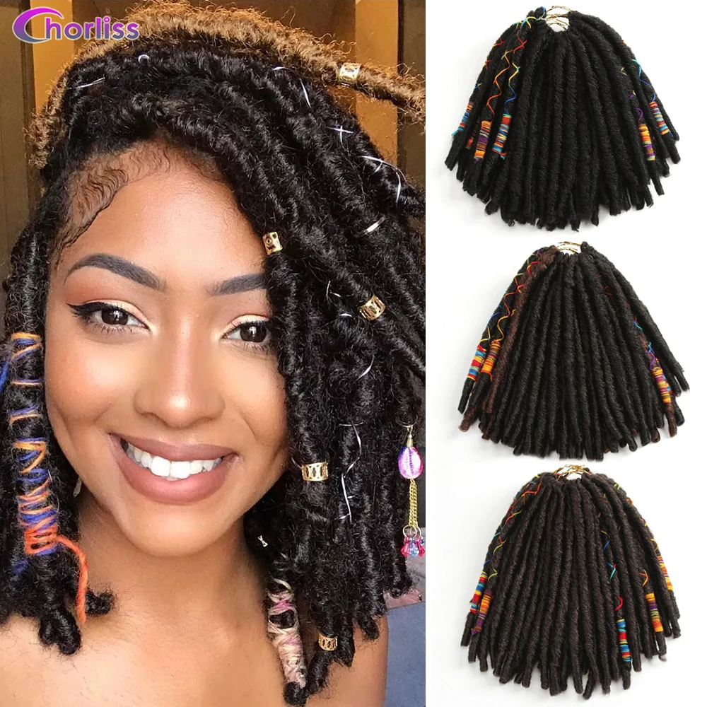 Chorliss Crochet Hair Dreadlocks Faux Locs Braiding Hair Extensions Synthetic Dreadlock Jumbo 10 inch 12 Strands  For Women