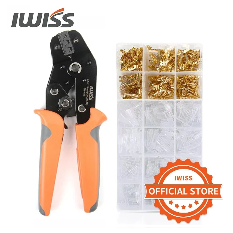 IWISS SN-48B Pin crimm pin g Tools Set 3.96/4.8/5.08/6.3mm 26-16AWG Kit pinza crimpatrice 0.5-1.5mm ² per terminali Open Barrel