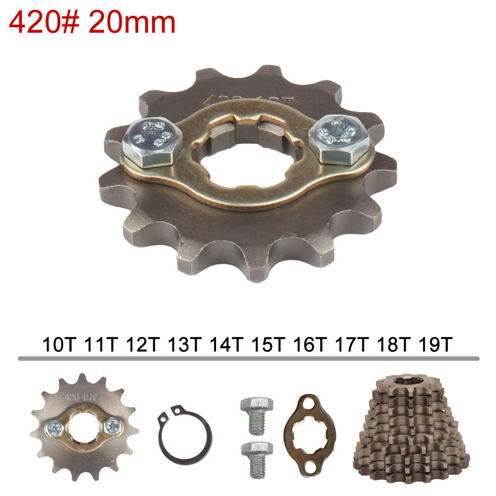 420 420H Chain 20mm 10 -19 17 Teeth Front Engine Sprockets For Taotao Kayo Bse Apollo 50 110 125cc Dirt Pit Bike ATV Motorcycle