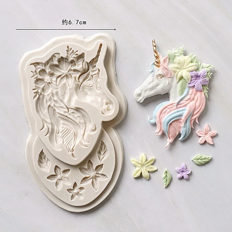 Unicorn Horns Cake Mold Rainbow Unicorn Chocolate Fondant Molds Silicone Kitchen Baking Cake Tools DIY Birthday Party Decor