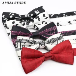 Musical Bow Tie Set Piano Stave Guitar Plaid Bowknot Pattern Kids Bow Tie Casual For Parent-child Party Dinner Wedding Cute