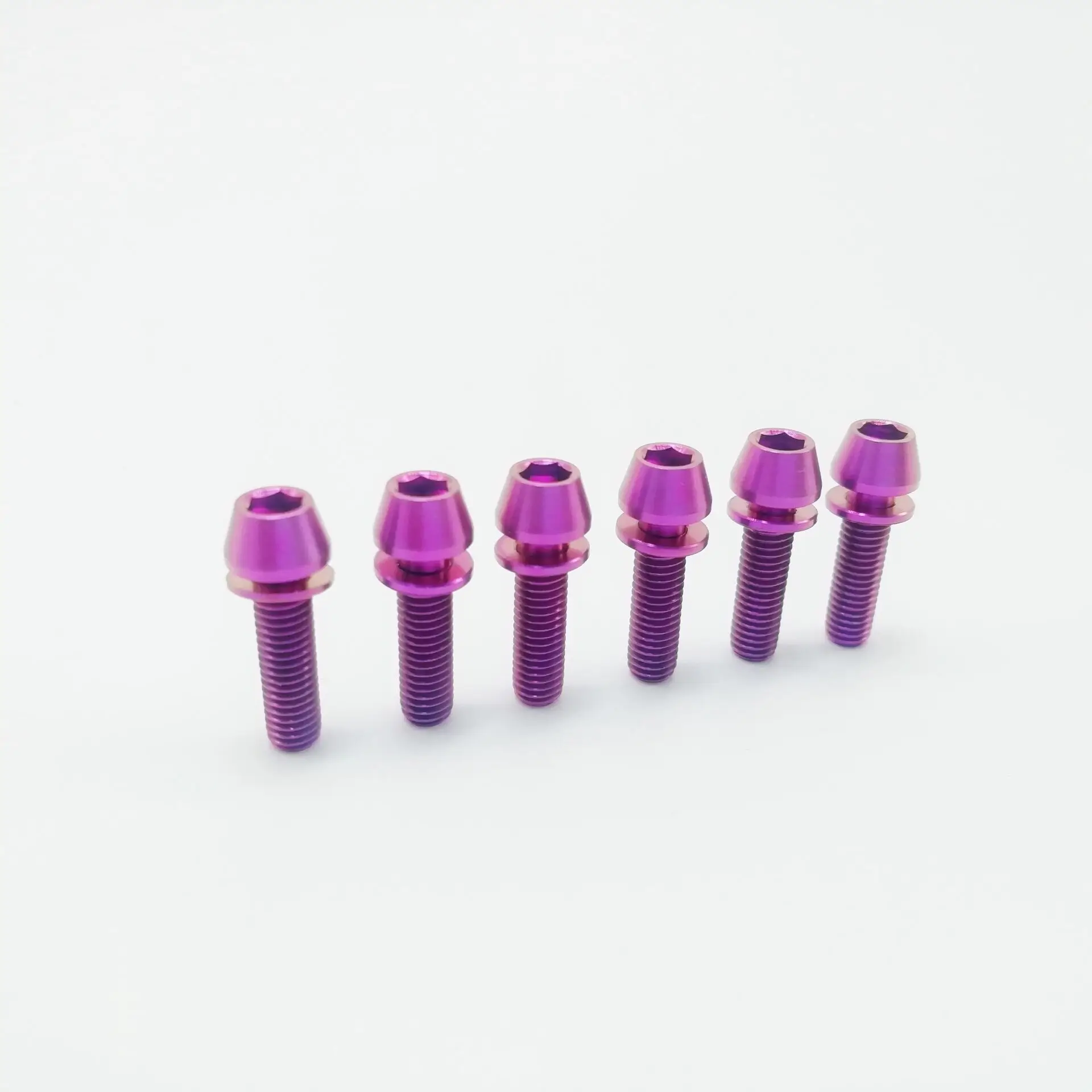 

6pcs/lot Purple Titanium Ti M5x18mm for Bicycle Stem Allen Hex Tapered Head Bolt with Washer