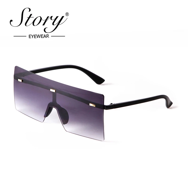 STORY-gafas de sol clásicas sin montura para hombre y mujer, lentes de sol de gran tamaño, de diseñador de marca, con montura plana de PC, cuadradas de una pieza, S4315