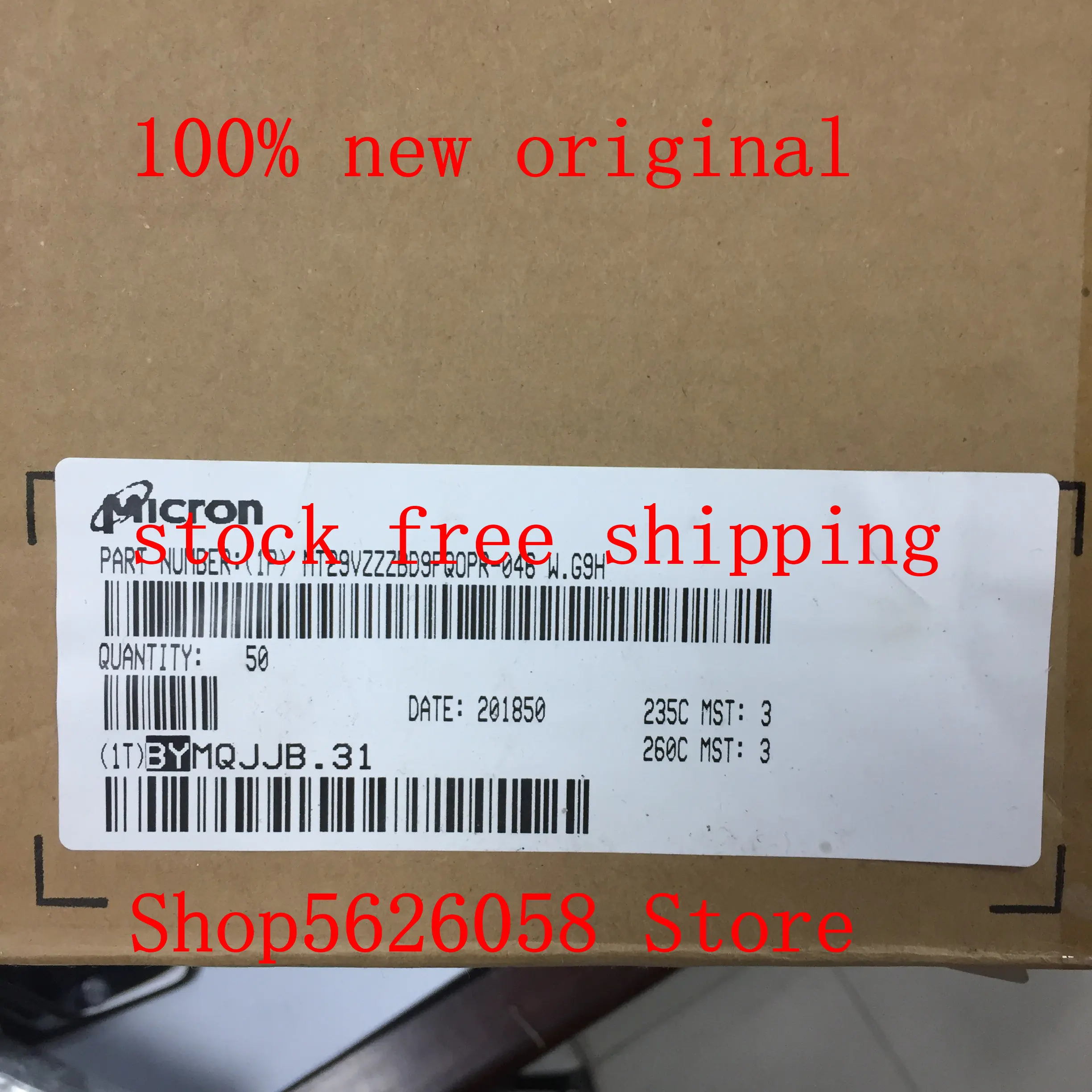

1PCS/LOT MT29VZZZBD9FQOPR-046 W.G9H MT29VZZZBD9FQOPR BGA 100% new original