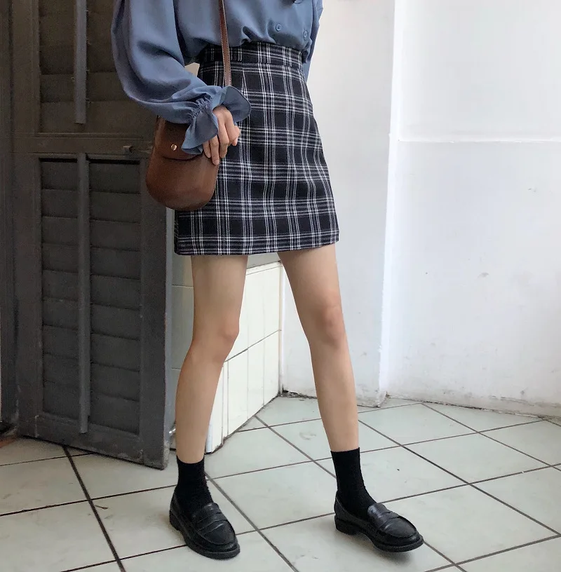 Skirts Women Retro Plaid Summer Mini Skirt A-line Ulzzang High Waist Students New Arrival Fashion Girls Female Stylish Fit 2XL