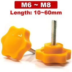 M6 M8 Yellow Star Shape Clamping Handle Thumb Screws Hand Twist Bolt Plastic Bakelite Industry Equipment Knob Tightening Screw