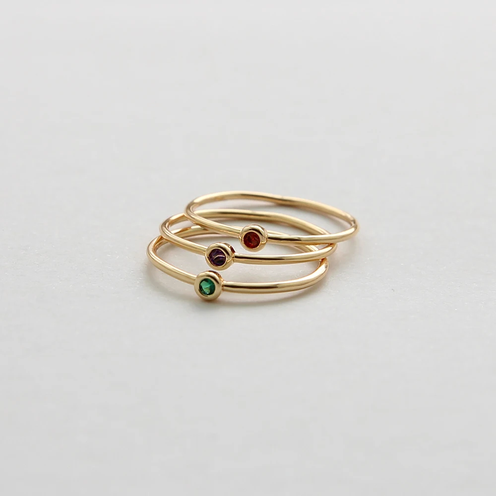 Cincin Batu Kelahiran Susun Batu Permata Anggun Batu Permata Zirconia Cincin Minimalis Perhiasan Hadiah untuk Hari Ibunya