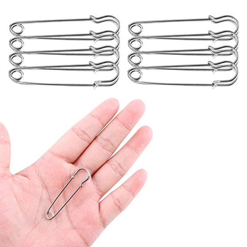30Pcs 50mm Stainless Steel Safety Pins DIY Sewing Tools Accessory Needles Large Safety Pin Small Brooch Apparel Accessories