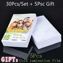 Papel fotográfico brillante para impresora de inyección de tinta, suministros de imagen, impresión fotográfica, Color recubierto, 4R, 6 pulgadas, 30 hojas