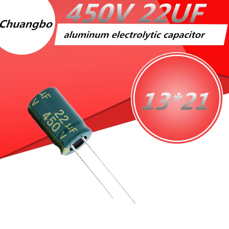 5pcs/lot 450V22UF high frequency low impedance 22UF 450V 13*21mm 20% RADIAL aluminum electrolytic capacitor 22000NF 20%