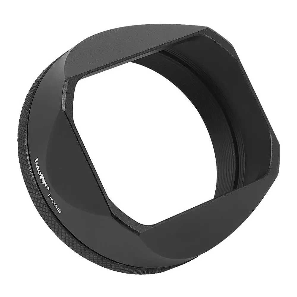 Haoge LH-X54B Square Metal Lens Hood with 49mm Adapter Ring and cap for Fujifilm Fuji  X100V X100F X100T X100S X100 X70 Black