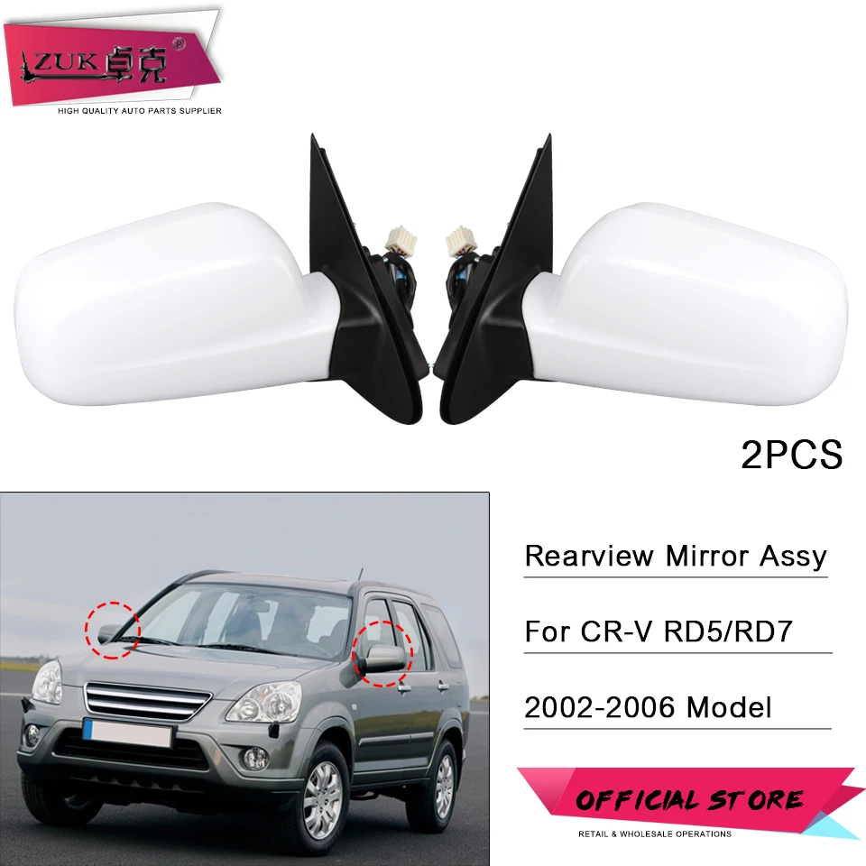 

ZUK Pair Exterior Door Rearview Mirror Assy For HONDA CRV 2002 2003 2004 2005 2006 RD5 RD7 3-PINS / 5-PINS With Heated