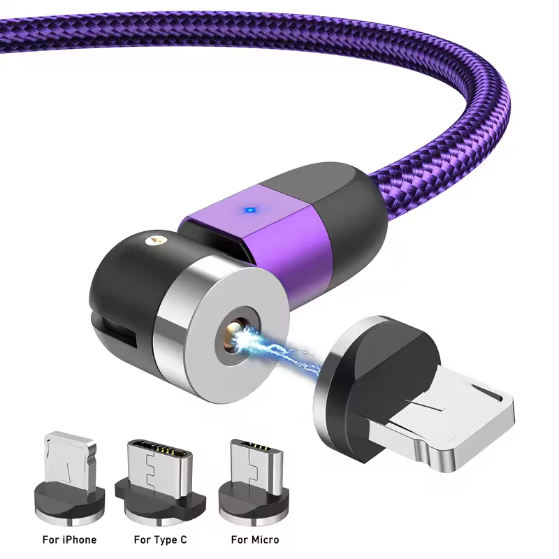 Lovebay 2M câble USB magnétique Micro usb Type C chargeur câble de téléphone portable cordon 360o + 180o Rotation charge rapide pour iPhone 11