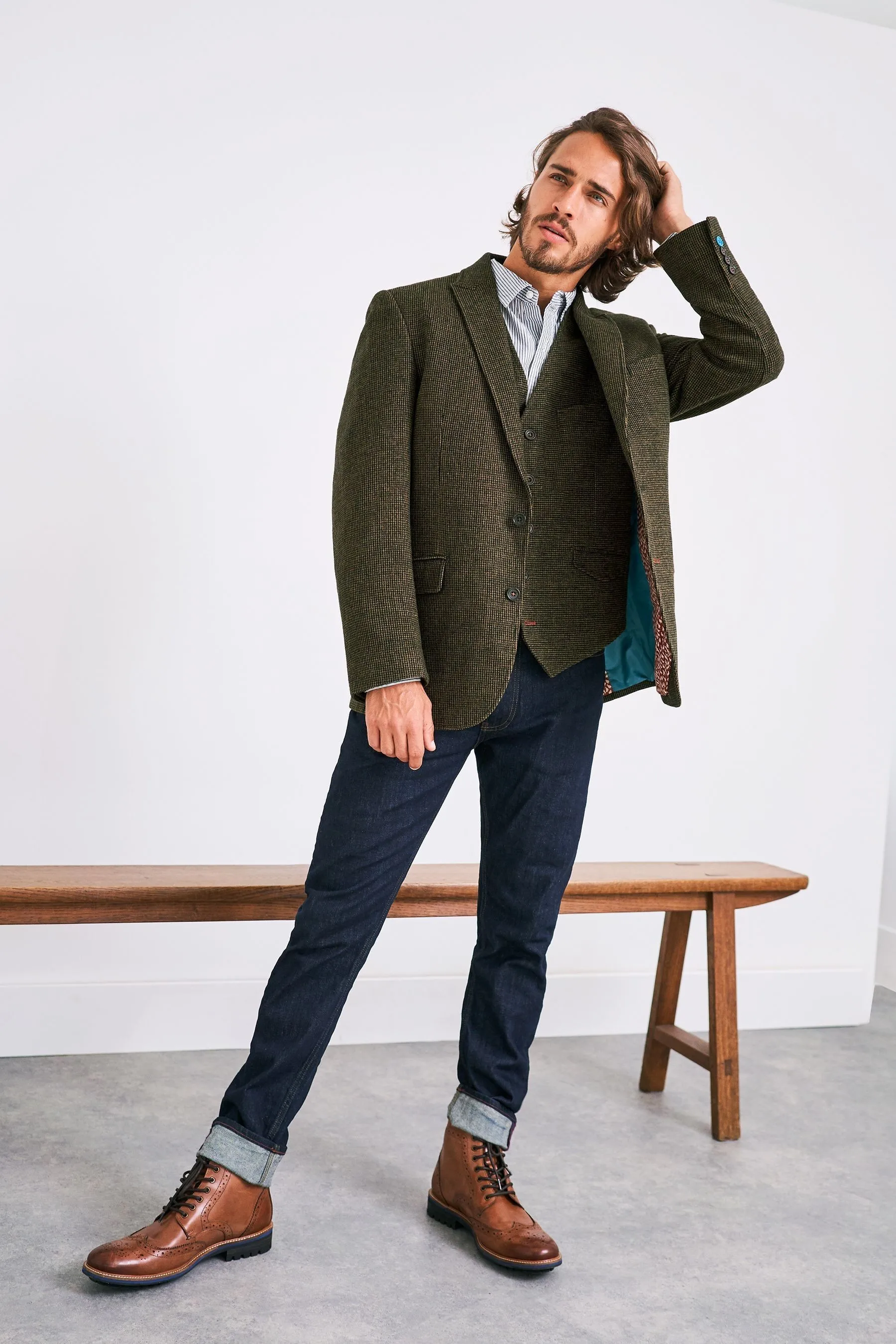 

Custom Men's Winter Casual Suit Woolen Loose Business Artistic Tooling Single Breasted Jacket