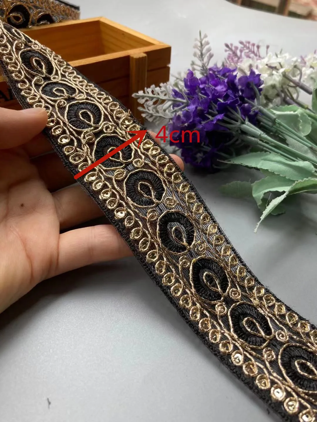 الرجعية 2 ياردة 4 سنتيمتر الترتر الدانتيل الزخارف أسود أبيض الأزهار الشريط ل الزفاف الدانتيل DIY بها بنفسك مواد الخياطة لفستان الديكور جديد