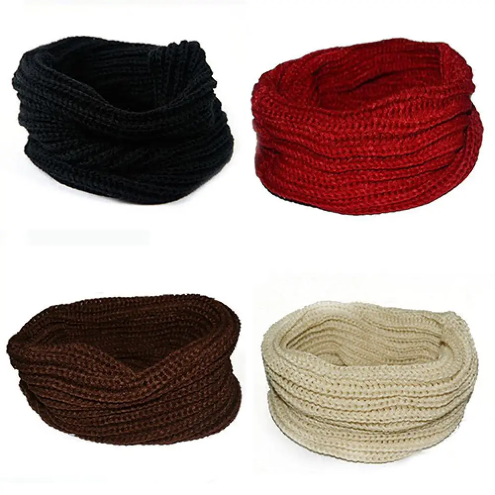 Women's Men's Autumn Winter Fashion Cable Knitted Solid Scarf Shawl Neckerchief