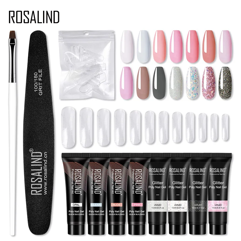 

ROSALIND Poly Nail Gel Set Extension UV Gel Polish Kit For Manicure Nail Building Varnishes With Professional Tools Nails Art