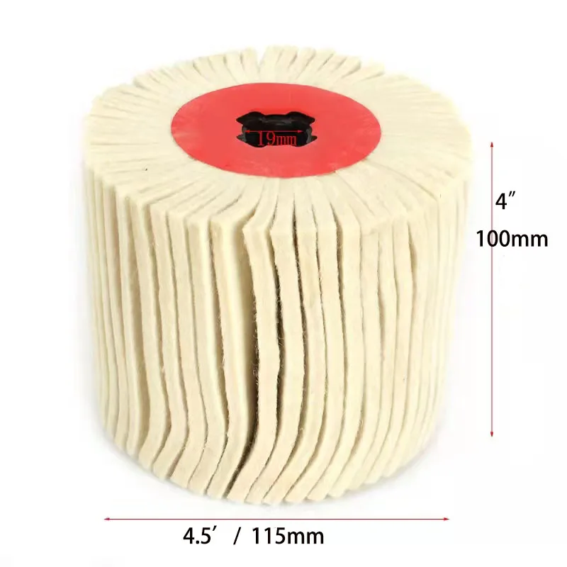 Imagem -05 - Roda de Feltro de Lãs para Metal Polonês de de Alumínio Scratch Reparação Tambor Lixadeira Ferramentas Aço Inoxidável 115*100*19 mm